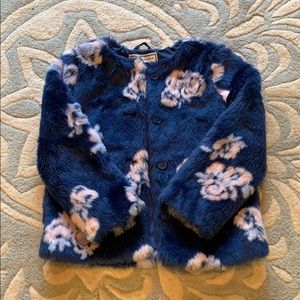 Janie and Jack Blooming Florals Faux Fur Coat